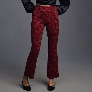 Anthropologie red and black flare crop pants